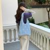 Yogodlns Korean Style Hollow Out Knitted Weave Bag Solid Color Vacation Style Knitted Shoulder Bag Handbag Braided