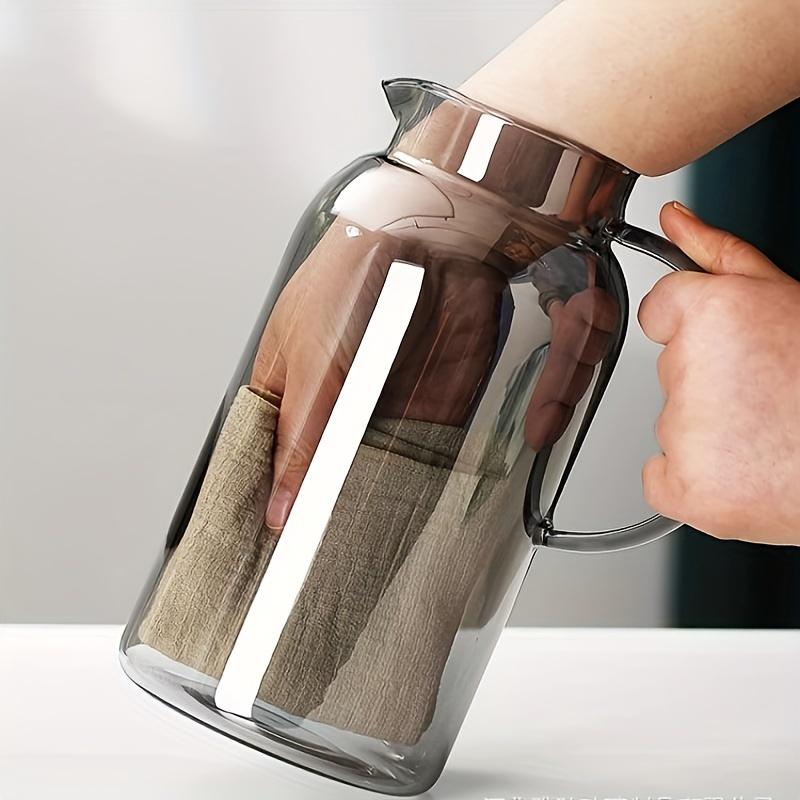 1pc Glass Pitcher With Lid Heat Resistant Heavy Duty Water Pitcher Drink Carafe For Cold Beverges Drinkware