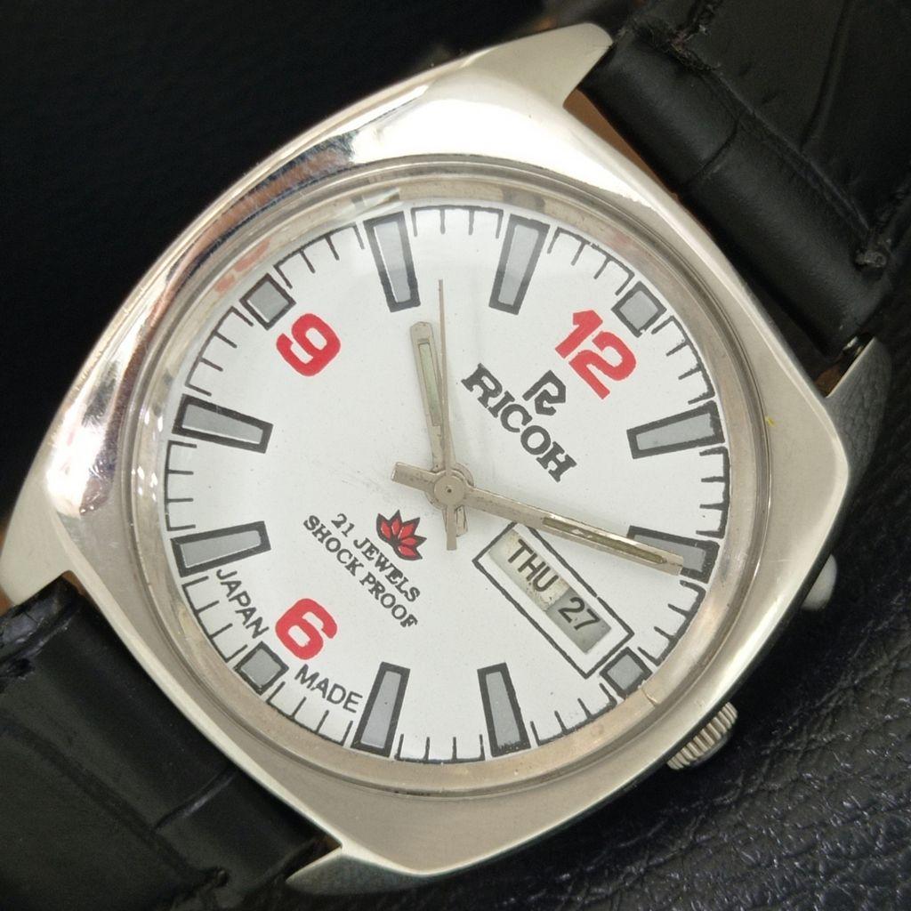 

VINTAGE RICOH R31 AUTOMATIC JAPAN MENS WHITE COLOR DIAL WATCH a707941-1
