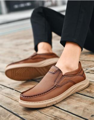Herren Obermaterial Rindsleder Schuhe Frühling Sommer Lässige Herrenschuhe Weiche Sohle Bequem Echtes Leder Herren Fahrschuhe