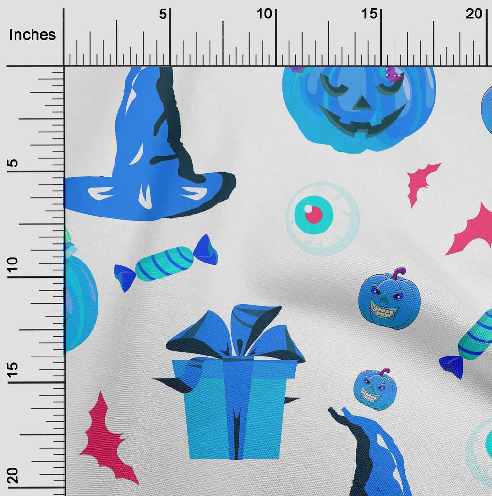 oneOone Bawełna Elastyczna Niebieska Tkanina Halloweenowe Materiały do Quiltingu Wzór Tkanina do Szycia na Metry 40 Cali