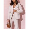 Ladies Solid Color Lapel Professional Suit Temperament Elegant Double-breasted Suits Women's Two-piece Set