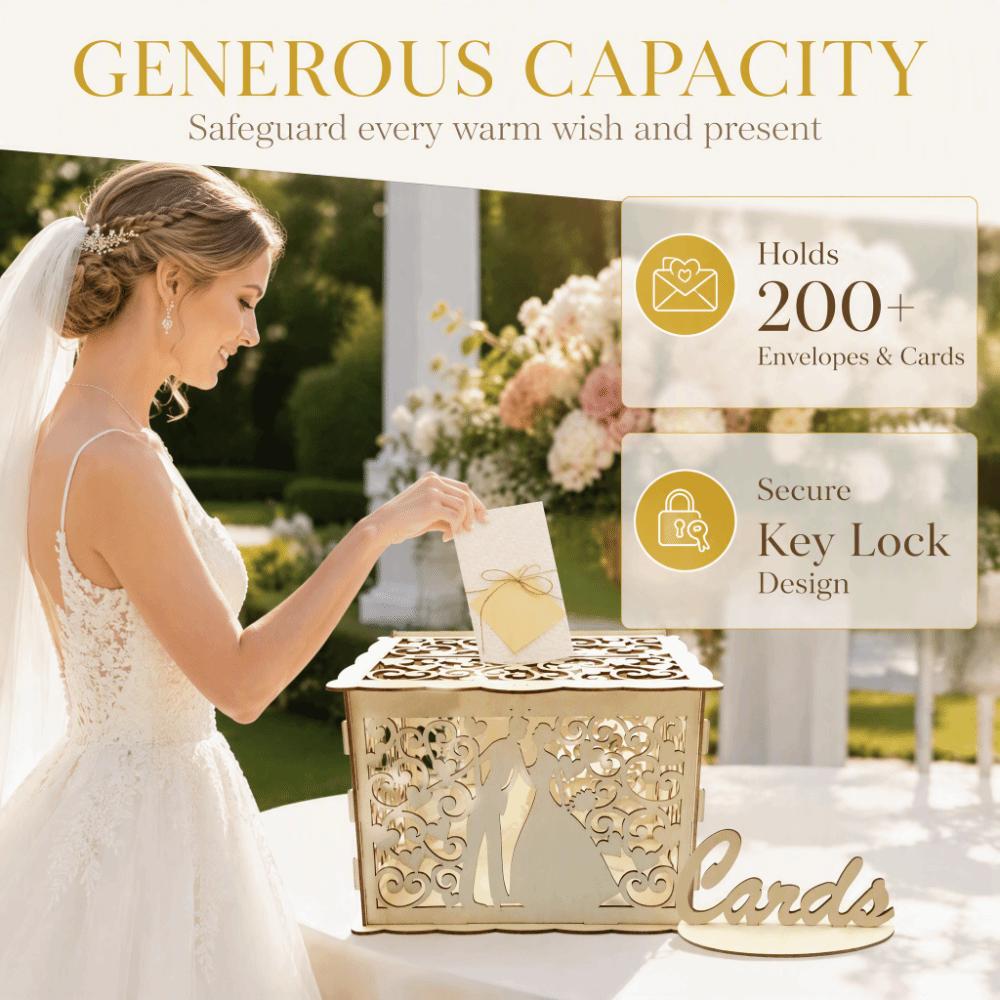 With Lock Wooden Envelope Box 22.5x15x15cm Wooden Money Box DIY DIY Card Box Bridal Shower