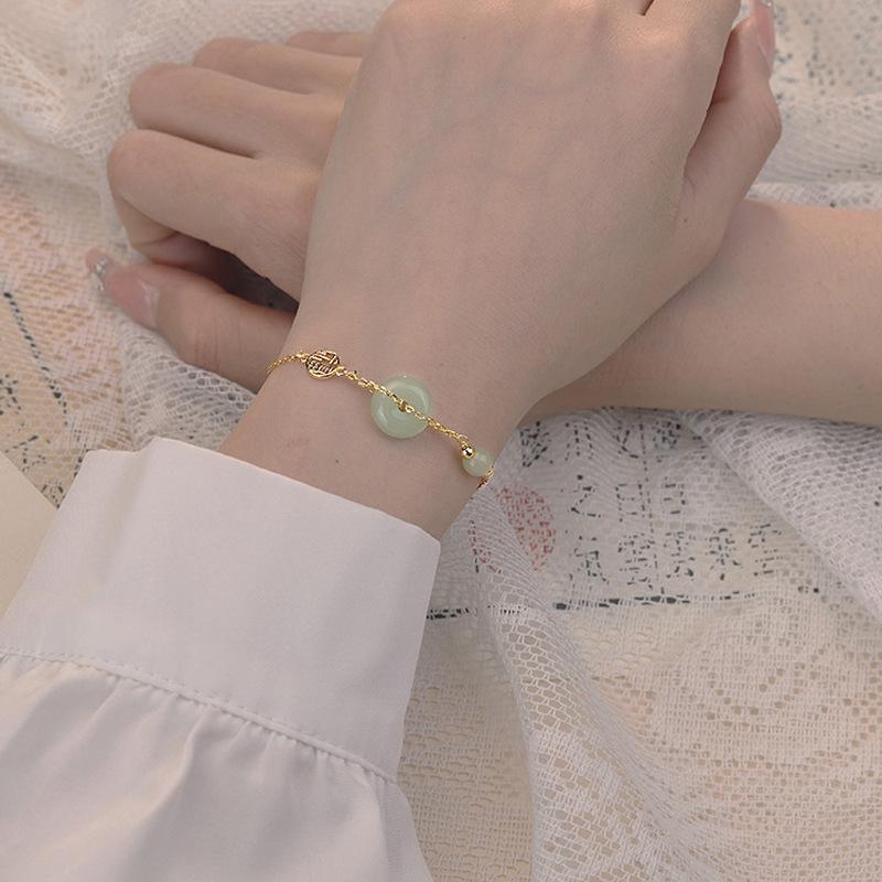 Fu Brand Hetian Jade Bracelet Women'S Guochao Simple Niche Design Jewelry New Gift Safety Bracelet