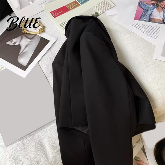 Suit Jacket Women Short Coat Lapel Long Sleeve Single Button Cardigan Style Solid Color Loose Fit Casual Business Simple Blazer