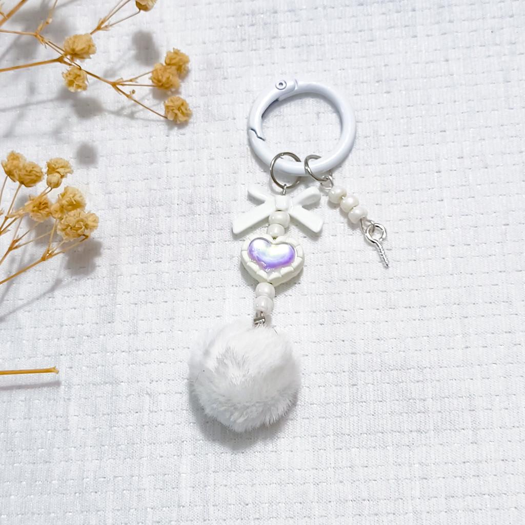 Heart Alloy Keychain Diy Mobile Phone Chain With Bead Pendant For Women