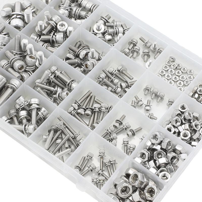 304 Stainless Steel Hex Socket Cap Screw Set with Flat and Spring Washers