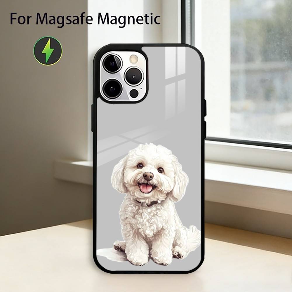 Cute Cartoon Bichon P-puppy Phone Case For iPhone17,16,15,14,13,12,11 Plus,Pro Magnetic with Magsafe Wireless Charging