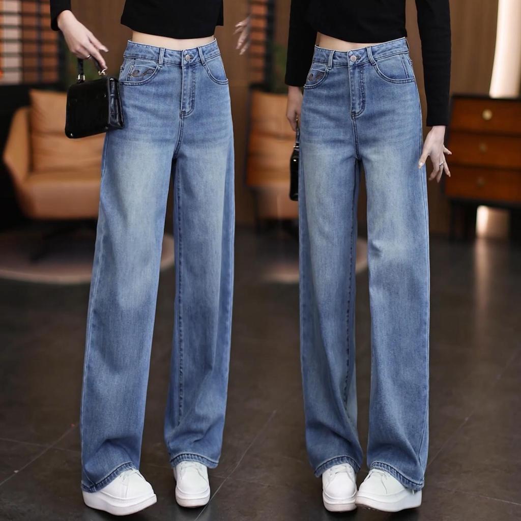 Chic High-Waisted Wide-Leg Jeans for Women - New Spring Arrival: Versatile, Loose, and Slimming Straight-Leg Banana Pants