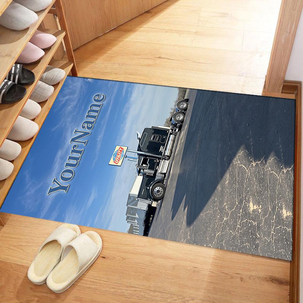 Kw Heavy Trucks Customizable Name Area Rug Design for Living Rooms Game Room Bedrooms Kitchen Anti-slip Rug Decorate Offices Perfect Gift for Women/Me