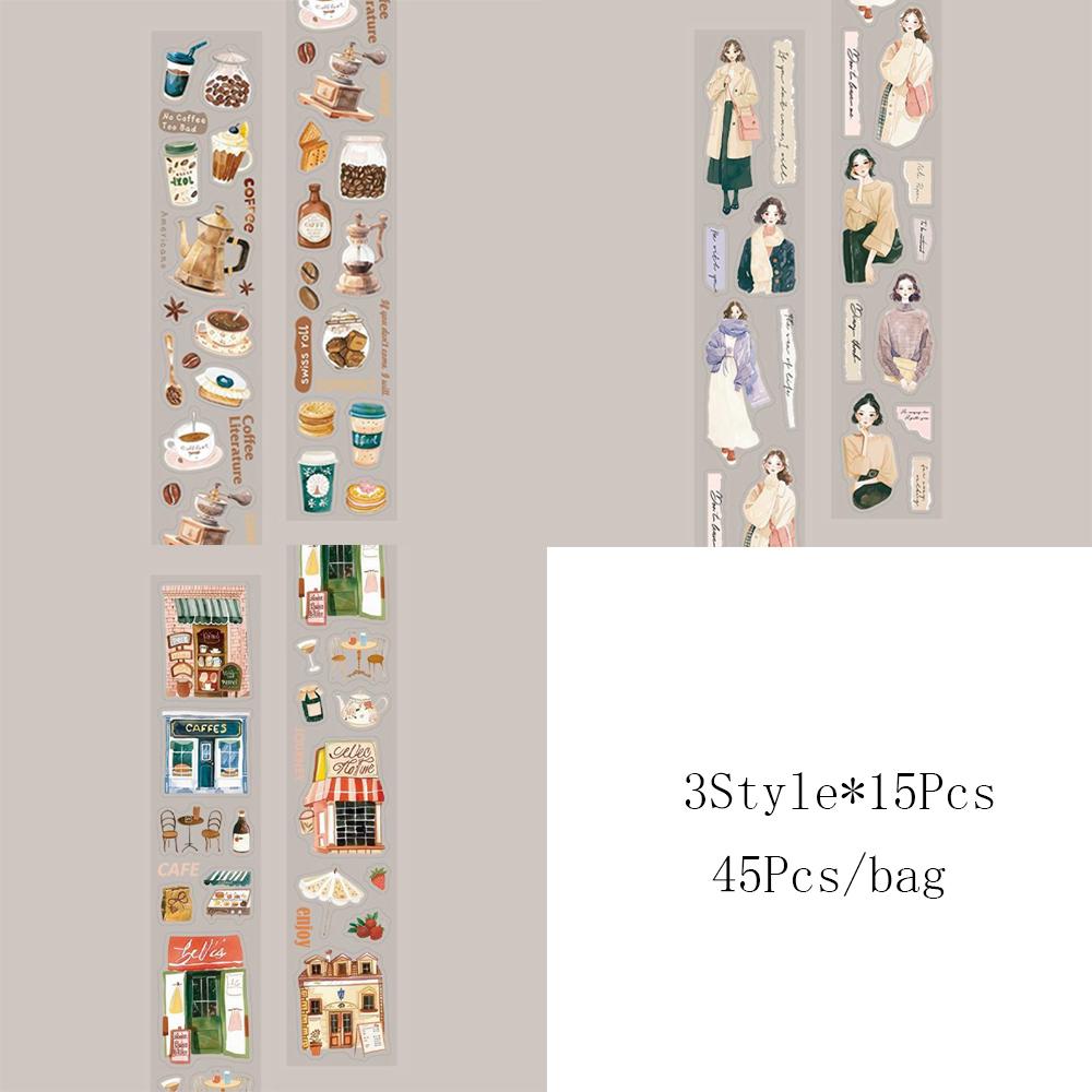 Mr. Paper 3Rolls/bag Slow Life Series PET Die-cut Tape DIY Handbook Creative Material Decoration Stickers