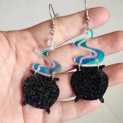 Boucles d'oreilles pendantes Bouteille de Potion de Sorcière d'Halloween, Originales et Élégantes, Conviennent aux Femmes pour être Portées en Toute Occasion