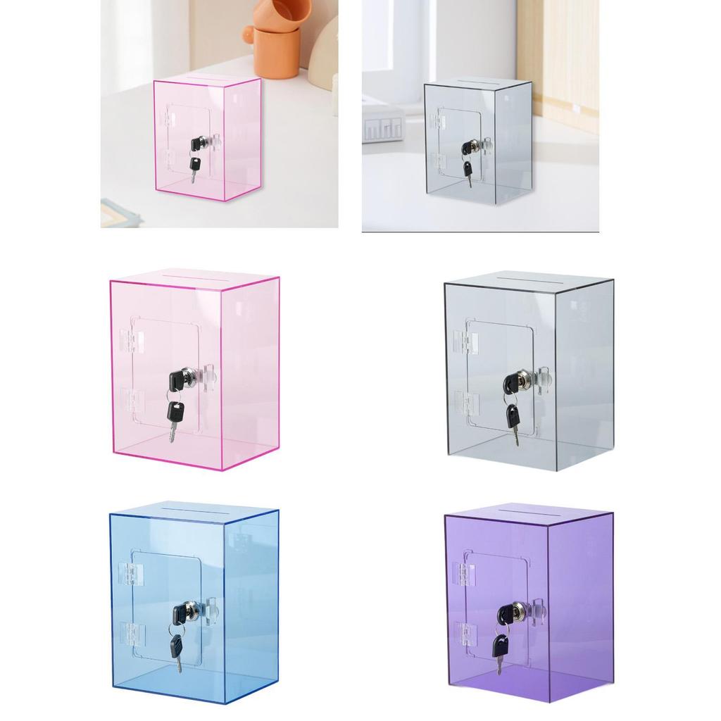 Acrylic Money Saving Box Lockable Coin Storage Box with Keys Large Capacity