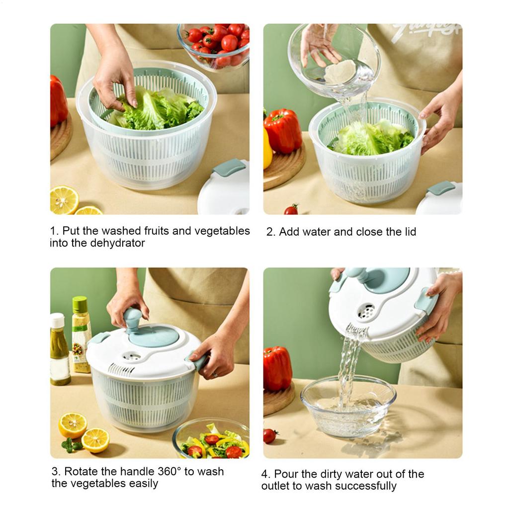 Multifunctional Vegetable Salad Dryer Kitchen Accessory 5L Push Spinner Type Fruit Drain Basket Vegetable Washer