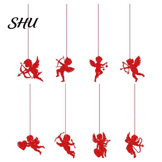 New Year Eve Party Decorations 8Pcs Valentine's Day Hanging Plaque Cupid Design Vibrant Love-themed Room Decor Color Create Atmosphere Pendant