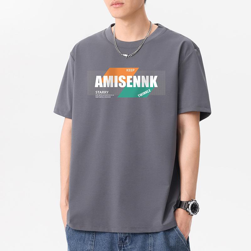 Amisennk Pattern 12 Colors Men's Short Sleeve T-Shirt 100% Cotton Streetwear Tee