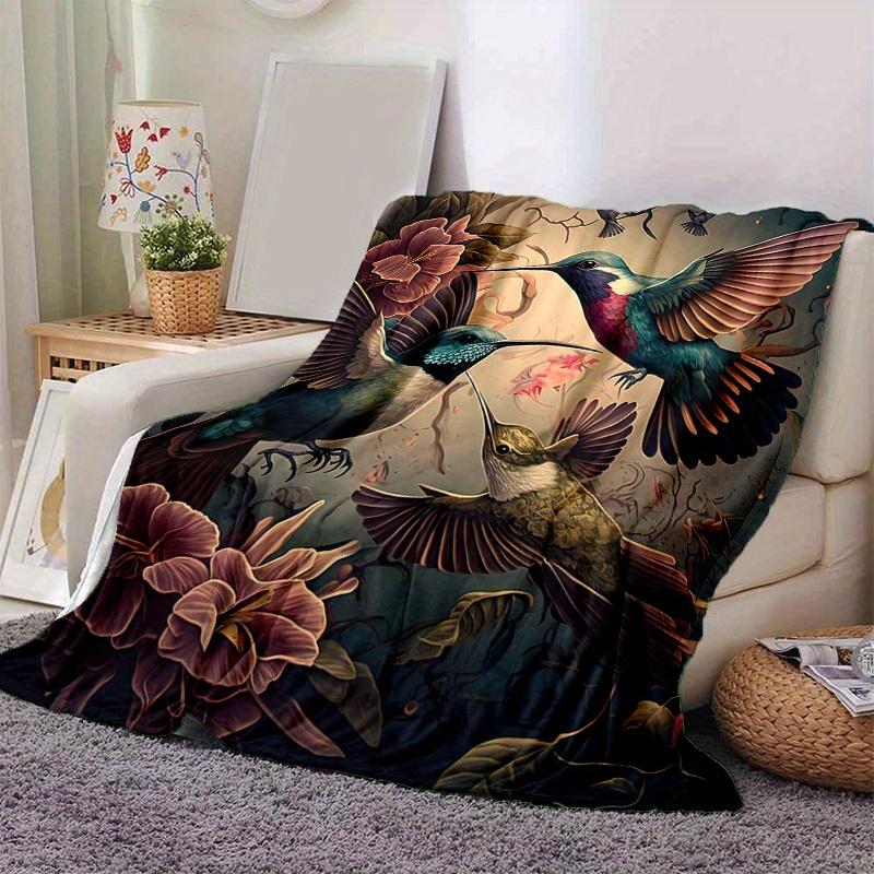 

1pc Whirling Hummingbirds Blanket Seasonal Home Decorative Throw for All Seasons, Living Room, Travel, Camping, Car Blankets 80x120cm
