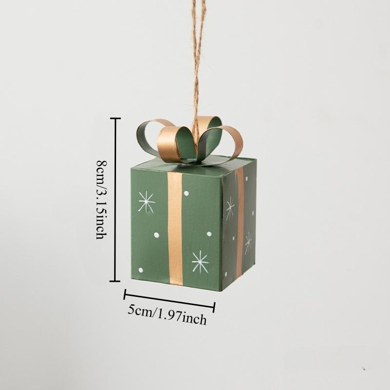 Christmas Wrought Iron Gift Package Christmas Tree Decoration Pendant Christmas Hanging Decoration Oliday Gift Box