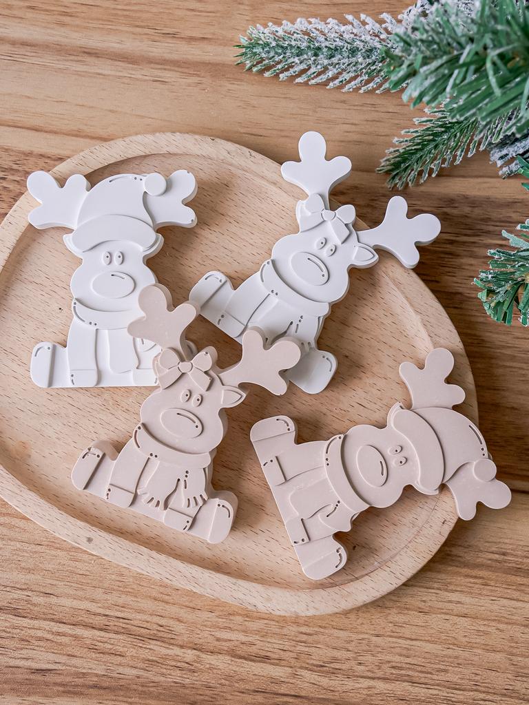 Christmas Reindeer Ornament Silicone Molds DIY Handmade Soap Scented Candle Elk Mold Gypsum Resin Craft Mould Home Decor Gifts
