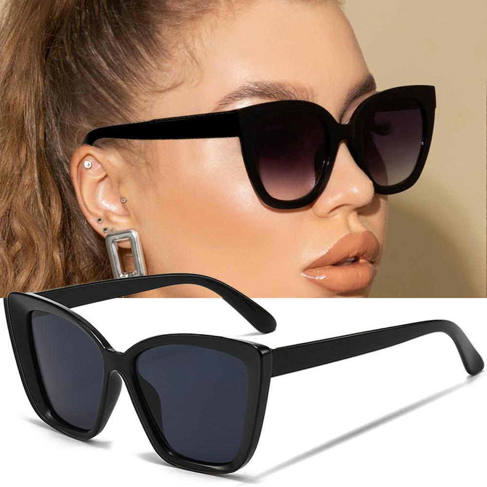 

INS Квадратные Солнцезащитные Очки Кошачий Глаз Женские Популярные Для Уличной Съемки Леопардовый Принт Защита от УФ Модные Солнцезащитные Очки Унисекс Очки чёрный