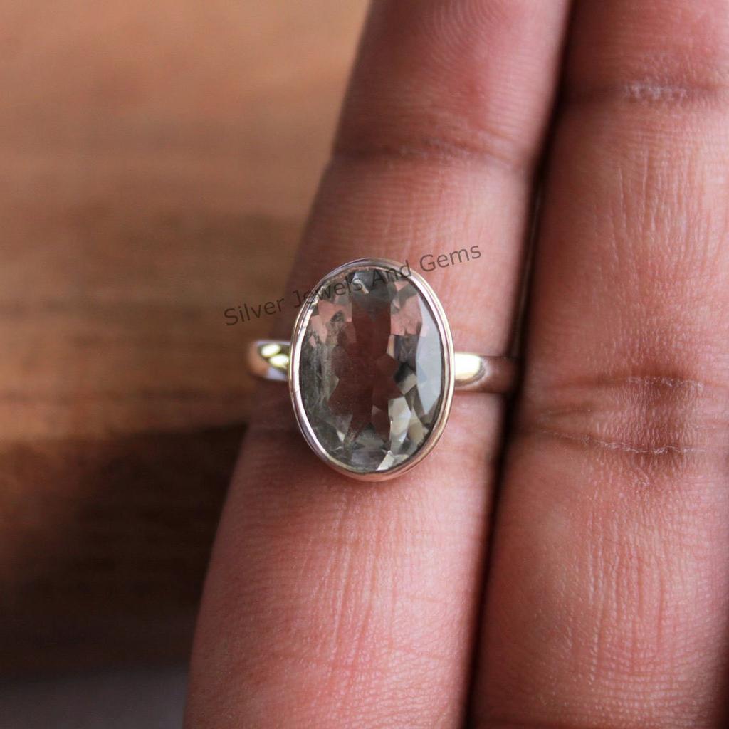 Natural White Topaz Ring, Handmade Ring, 925 Sterling Silver Ring, Oval Topaz Ring, Promise Ring, Anniversary Ring, Gemstone Ring