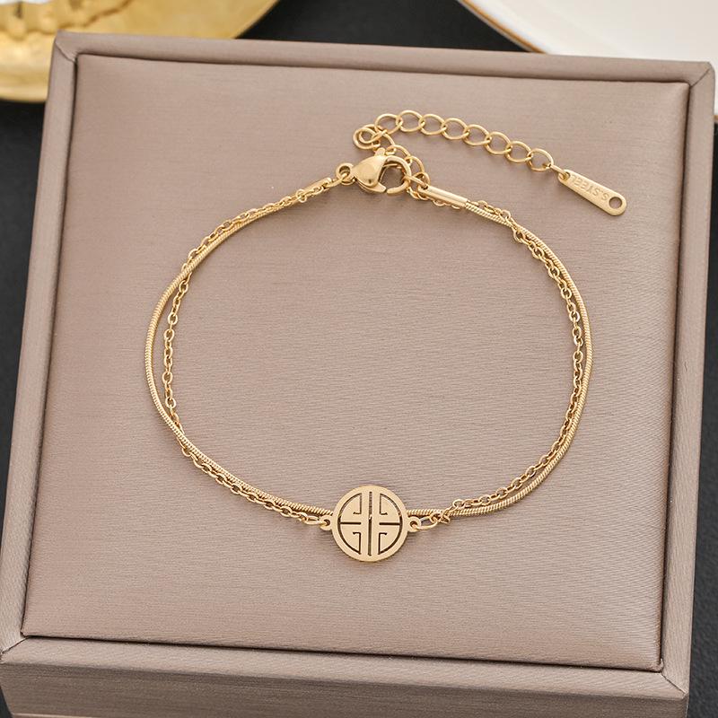 Meichen 18k Gold Non-Fading Titanium Steel Women's Fashion Bracelets - Simple, Versatile, Trendy European and American Style.