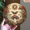D Flat Beware The Forest Spirits Watching Mushroom  Butterfly Round Tin Sign Vintage Metal Wall Art for Whimsical Cottagec