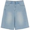 MLB New York Yankees SS26 Embossed Embroidery Vintage Logo Loose Fit Denim Shorts Women Shorts 3FDPB4163-50BLL