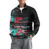 Men's Loose Casual 1/4 Zip Sweatshirt Fashion Printed Long Sleeve Top With Pockets