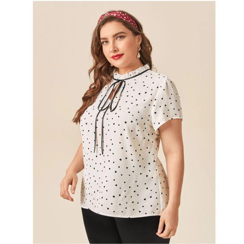 

L-4XL Summer Women T Shirt plus Elegant Ladies Blouse Tops White Large size XXXXL