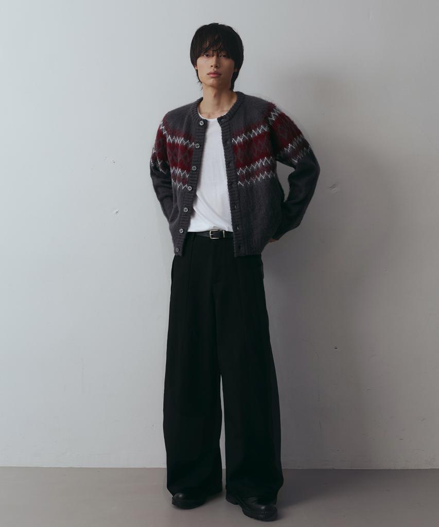 Nodu Diamond Hairy Brush Nordic Cardigan [Gray]