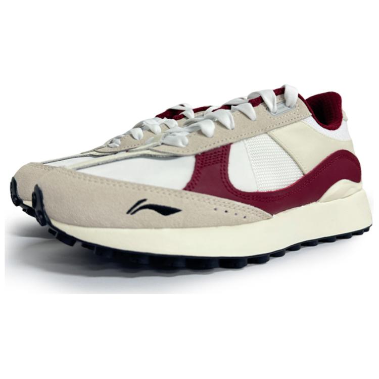 Li Ning Comfortable And Breathable Slip Resistant Abrasion Resistant Low top Casual Shoes Women's White Red AGCU178-3