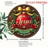 Vintage Wrought Iron 2D Flat Jesus Christmas Wall Decor With Golden Bow Religious Holiday Home Art Sign Indoor Festive Decoration