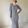 2025 Autumn Women's Slim Fit Knitted Dress - Casual Long Sleeve Round Neck