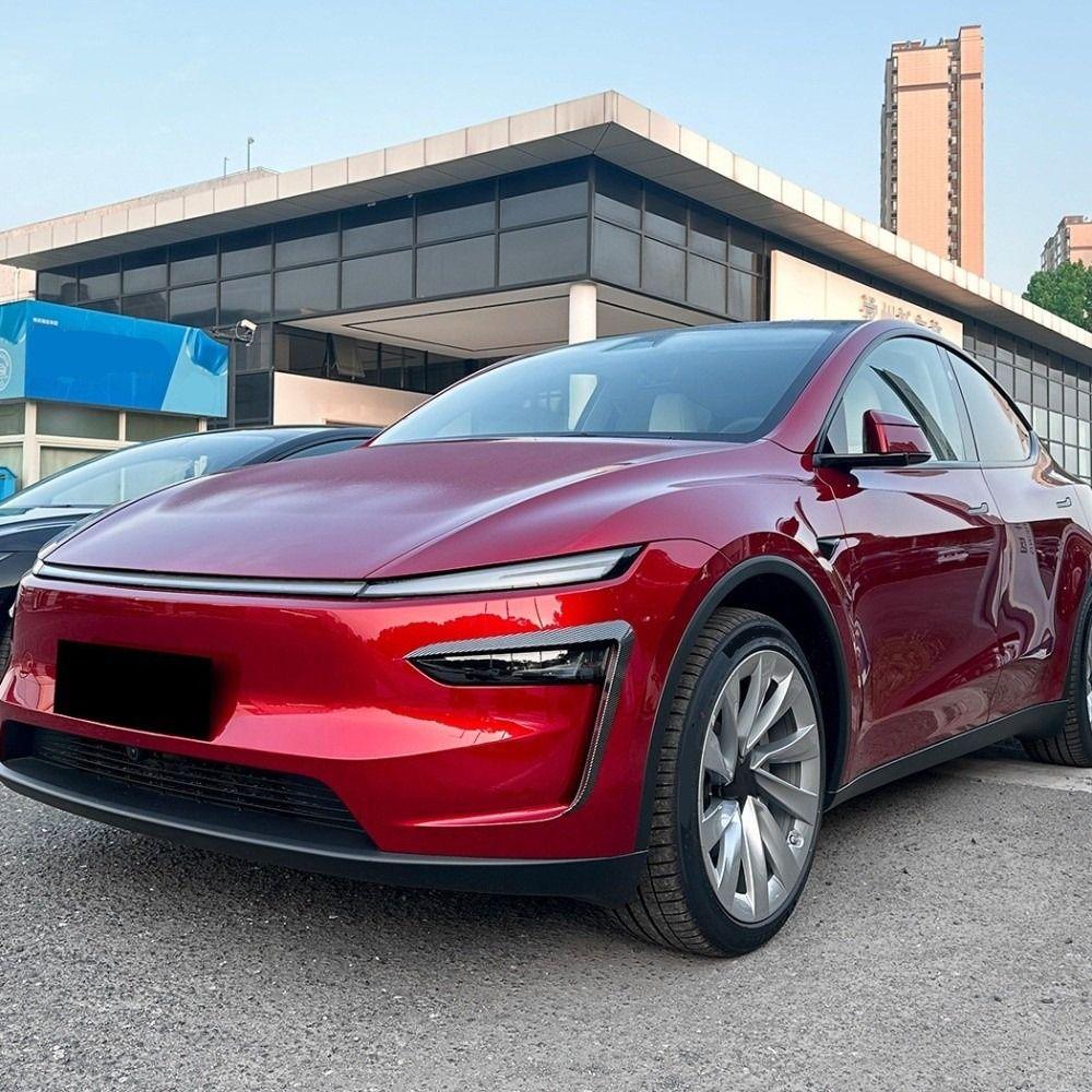 1Pair Carbon Look Fog Lamp Wind Fin Spoiler for Tesla Model Y 2024+ Juniper Body Enhancement