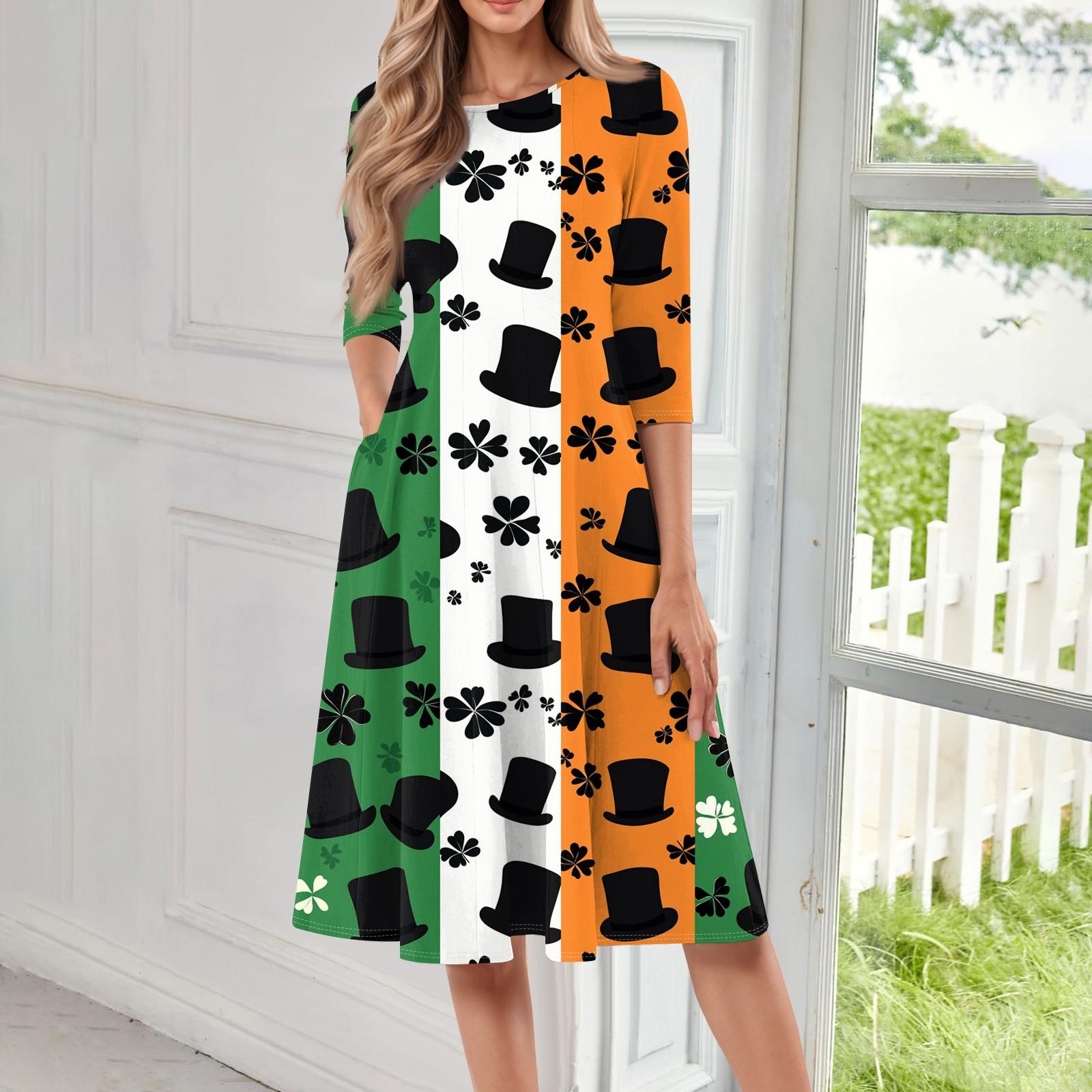 

Женское модное повседневное платье средней длины с круглым вырезом и рукавом семь четвертей XL жёлтый