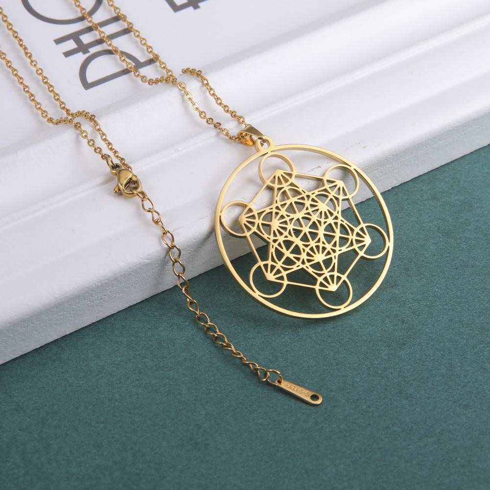 LIKGREAT Flower of Life Pendant Necklace for Women Mandala Chakra Hollow Stainless Steel Charms Jewelry Geometry Amulet Gift