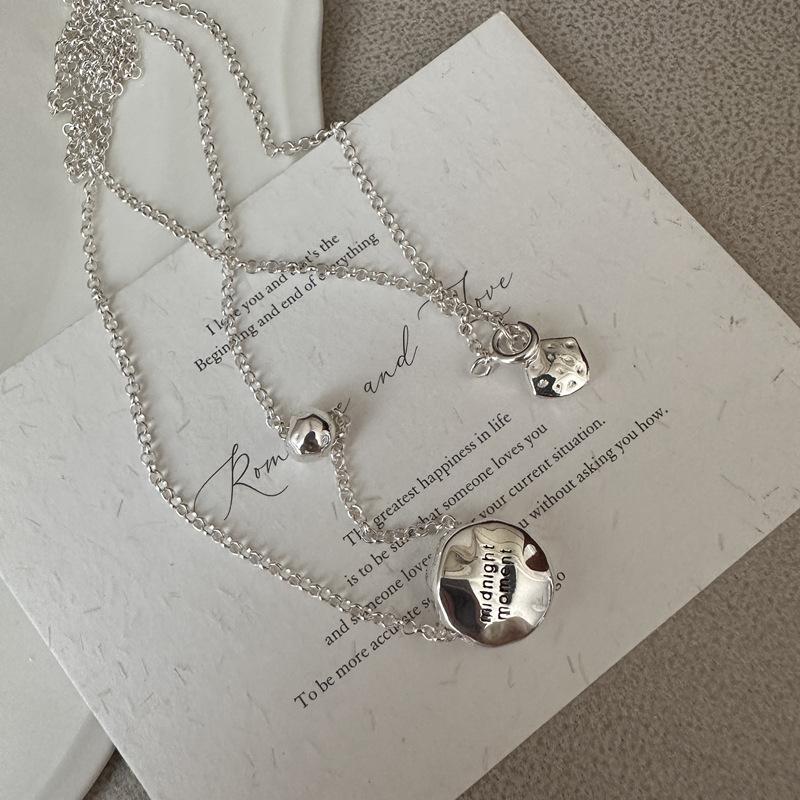 S925 Sterling Silver Niche Design Sense Heavy Industry Retro Fashion Letter Necklace Wind Collarbone Chain 925 silver
