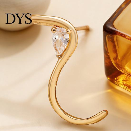 Statement Earrings for Women S-Shape Cubic Zirconia Stud Jewelry Lightweight Daily Wear Gift Her on Valentine's Day Birthday Party Stable Fit