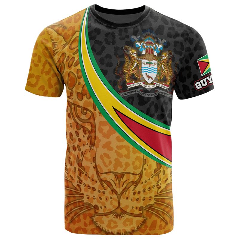 Guyana Flag 3D Printed T-Shirt For Men Gym Sportswear Tee Shirts Round Neck Short Sleeves Summer Casual Street Loose T Shirt