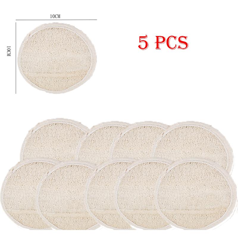 5pcs/pack Exfoliating Loofah Pads Scrubbing Travel Spa Loofah Natural Luffa Facial Body Skin Care Scrubber Bathroom Accessories