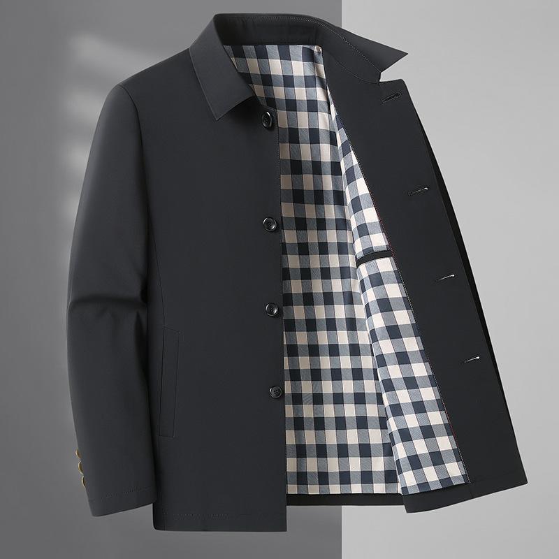 New Jacket Men's Coat Spring and Autumn Middle-aged Men's Lapel Jacket High-end Business Casual Jacket Dad