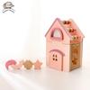 Baby Wooden Castle 5-in-1 Toy Montessori Percussion Music Building Block Toy Shape Matching Elastic Toy Baby Puzzle Game A Gift