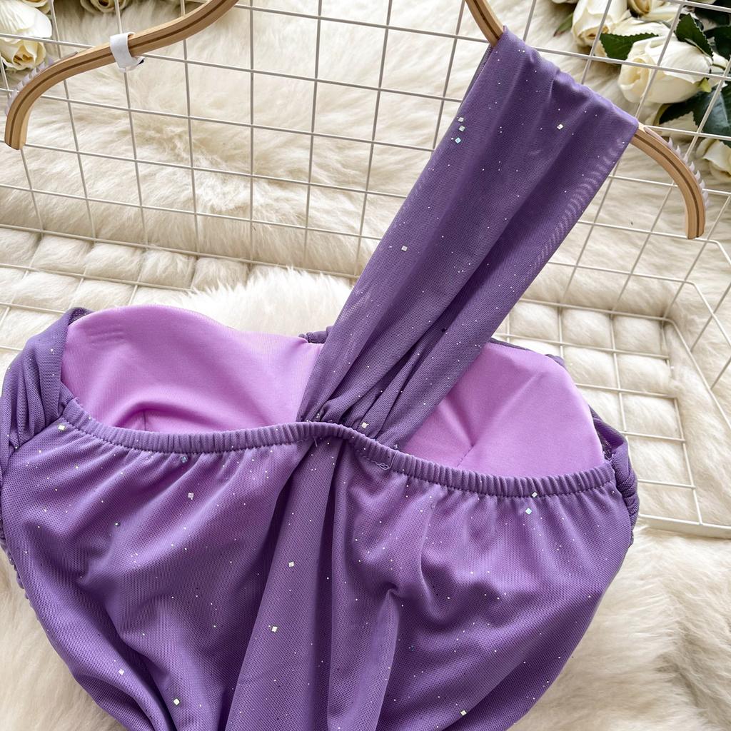 Summer Women One Shoulder Strapless Sexy Bling Bling Slim Sheath Bodycon Mini Short Club Party Dresses