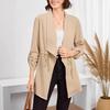 Women's Autumn and Winter Fashion Loose Solid Color Rolled-up Sleeved Mid-length Trench Coat