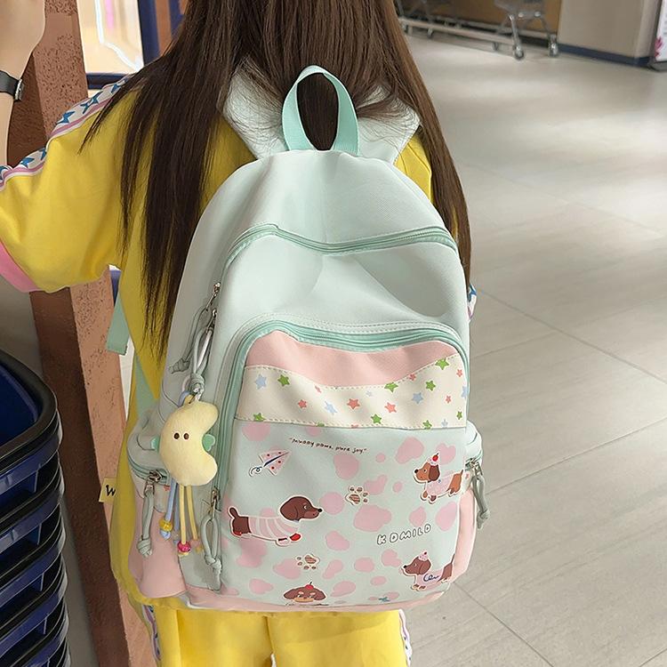 Schoolbag Backpack Women's 1011 Spring New Fresh and Sweet College Student Backpack Large Capacity Cute Printed Puppy School Bag