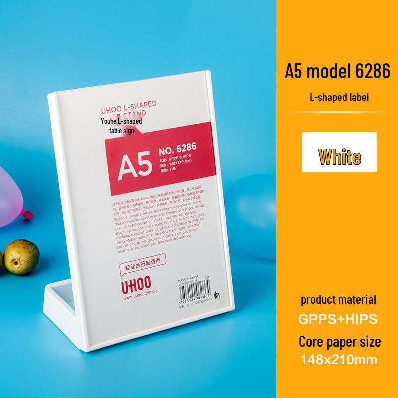 L-Shaped Acrylic Table Tent Display for A4/A5 Cards - Double-Sided