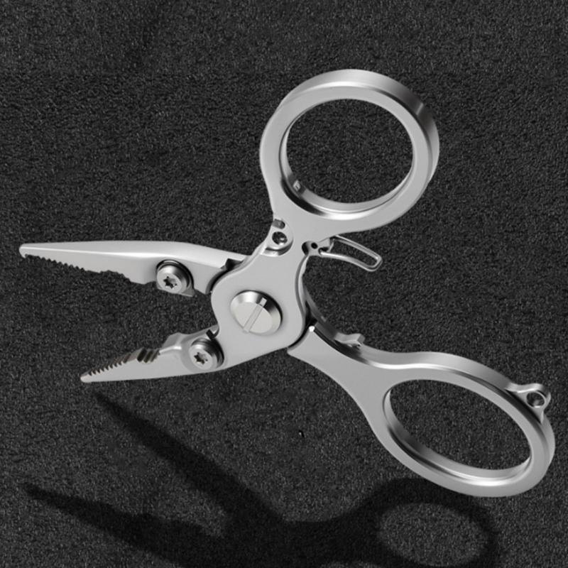 Braided Fishing Line Cutter Rings Openers with Lanyard Fishing Pliers Multifunctional Fishing Tackle Stainless Pliers