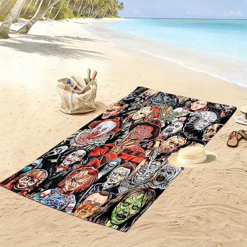 Telo Mare con Stampa Film Horror, Grande Morbido Asciugatura Rapida per Spiaggia Campeggio Nuoto