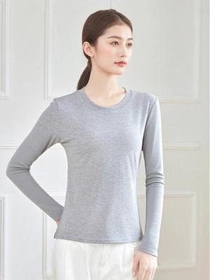 Damen Tencel Rundhals Langarm Figurformendes Basisschicht-Top - 2025 Herbst/Winter Kollektion